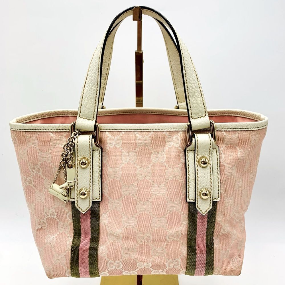 Auth Gucci Jolicoeur Pink Mini Canvas Tote with Charm - Picture 1 of 16